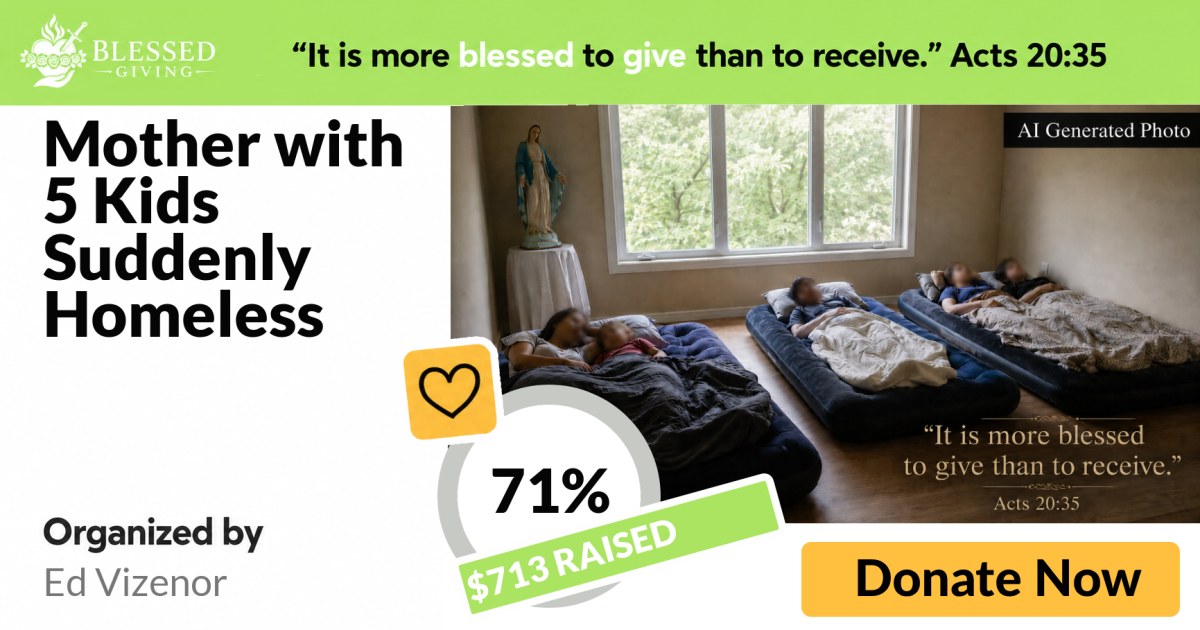 Share image for Mother with 5 Kids Suddenly Homeless